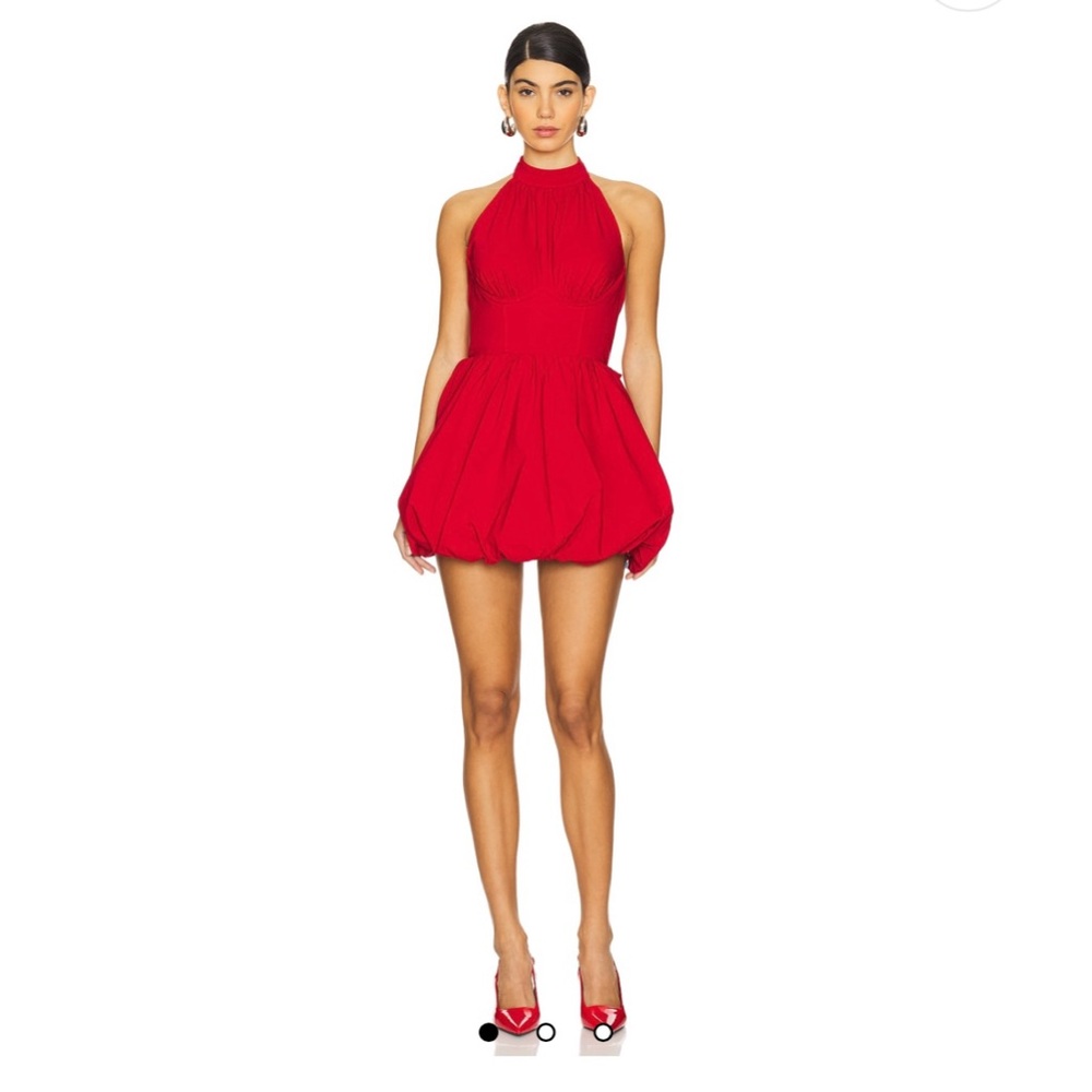 Majorelle Margarita Cherry Red Mini Bubble Halter dress
